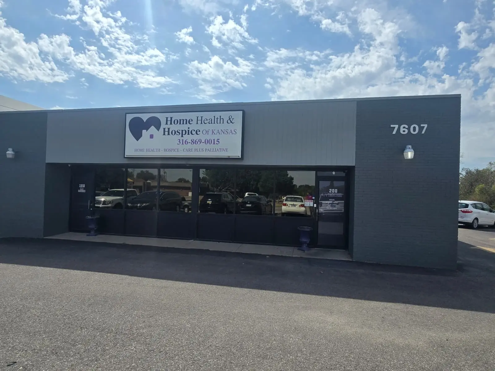 Front of the Home Health & Hospice of Kansas office at 7607 East Harry Street